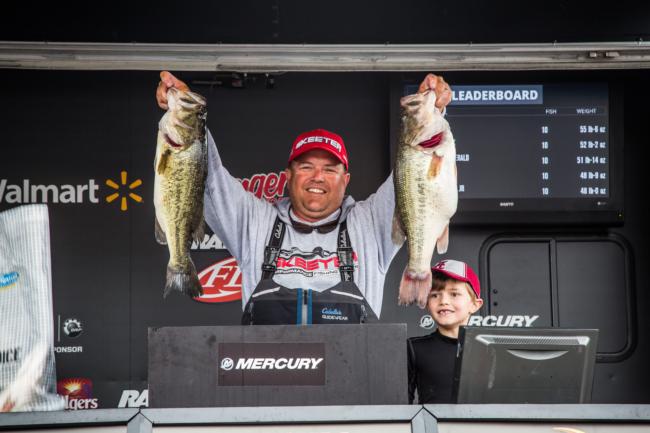 Jay Kendrick is from nearby and seems to be enjoying Guntersville's home cooking. He moved up to third place on day two. 