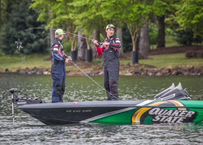 Lamar University's Brandoin Simoneaux and Josh Bowie start the final day of the FLW College Fishing National Championship with a 6 pound, 8 ounce deficit. They are hoping the sun breaks out and afternoon bite turns on. 