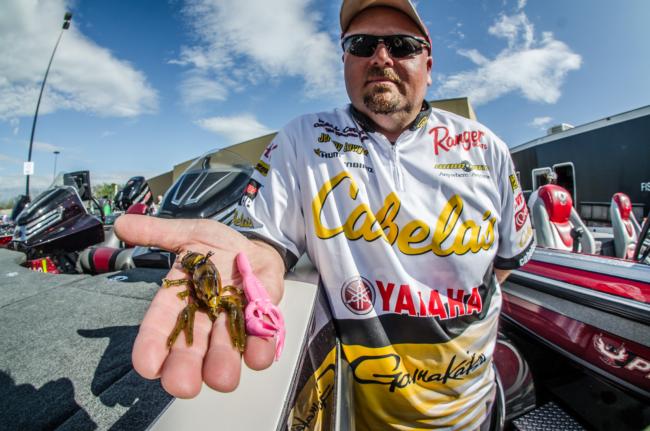 Missouri's Jeremy Lawyer threw a Fallcreek Lures Roman Craw to get bedding bass fired up and then a pink Gene Larew Salt Craw to seal the deal if they wouldn't take the first offering.