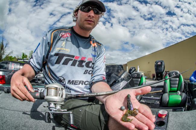 Brandon Perkins also had little experience for luring fish off bed but a Strike King Rage Craw on a drop-shot helped carry him to a top-10 finish.