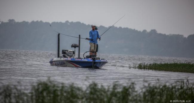 Like Batts, Jacob Wheeler was up shallow looking to take advantage of the cloudy conditions. He was also slinging a frog. 