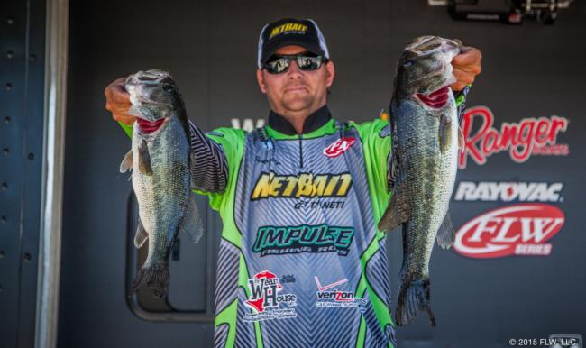 Bradley Enfinger of Colquitt, Ga., weighed 22-5 to take the day-one lead on the pro side in the Rayovac FLW Series Southeastern Division event at Lake Seminole. 