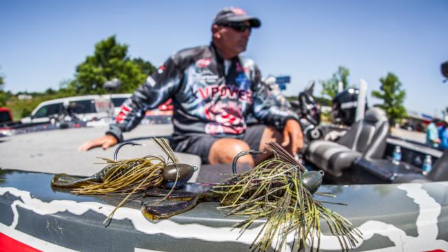 3. Tim Reneau of Texas claimed third place with 1¼-ounce Strike King Hack Attack jigs in blue craw and candy craw that he tipped with Strike King Rage Tail Rage Bugs.