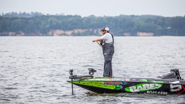 Michael Neal fires a big spinnerbait on day two at Eufaula.
