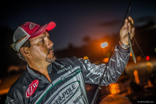 Darrell Davis relied heavily on a payback-colored Reaction Innovations Pocket Rocket that he Texas-rigged with a 1/4-ounce weight. He also caught shallow kickers on a SPRO Bronzeye Poppin' Frog and by flipping an Okeechobee craw-colored Reaction Innovations Sweet Beaver.