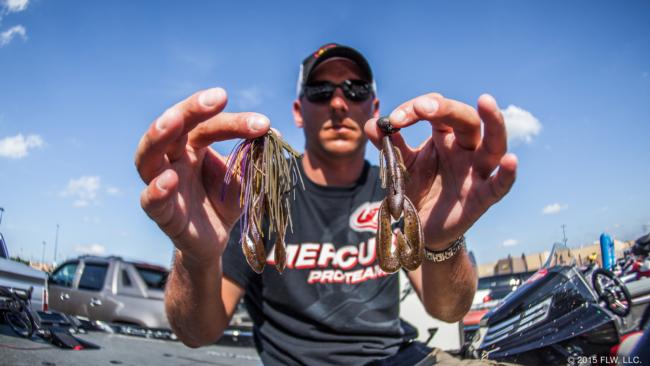 Sticking to the ledges paid off for Zach Grounds, who finished 10th with a Hawgback Lures 3/4-ounce football jig in green pumpkin purple with a matching Zoom UV Speed Craw and that same Speed Craw rigged on a 5/8-ounce Gene Larew Biffle HardHead. 