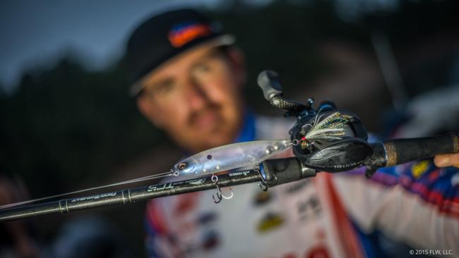 4. Jacob Wheeler nearly became the first to win the Forrest Wood Cup twice before falling just short on the final day. The Indy pro used a Storm Arashi Top Walker and an under-spin with a Keitech swimbait for schoolers. For his shallow fish, Wheeler mixed the Top Walker with a Reaction Innovations Vixen and a buzzbait. 