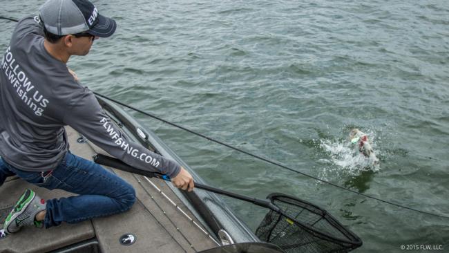Jesse Schultz fights a smallmouth to the boat. 
