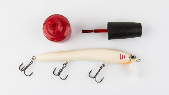 Nail polish is fast drying and can add some flare to your baits on the fly. 