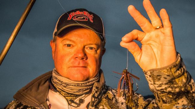 Tournament winner Mark Rose threw a green pumpkin Strike King Tour Grade Finesse Football Jig in both 3/8- and 1/4-ounce sizes, along with a flat-sided crankbait. He also used a Strike King Red Eye Shad Tungsten 2 Tap, while a couple of other baits produced a fish or two during the week.