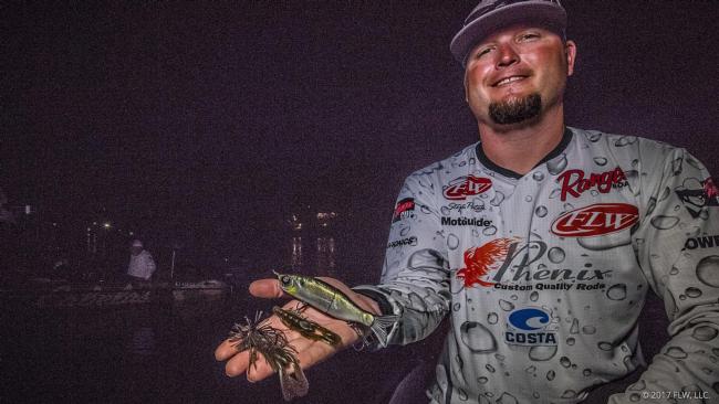 Texas pro Stephen Patek fished a Zoom Super Speed Craw in green pumpkin or a River2Sea S-Waver swimbait in party crasher color.