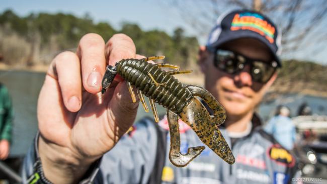 Although 'trapping was his primary game plan, eighth-place pro Andrew Upshaw returned to bed-fishing with a Gene Larew Biffle Bug when his reaction bite failed to materialize.